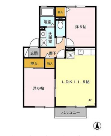 ラフォーレ江尻台(2LDK/2階)の間取り写真