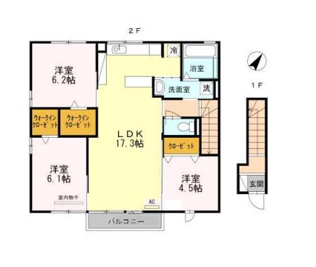 リヴェール北安東(3LDK/2階)の間取り写真