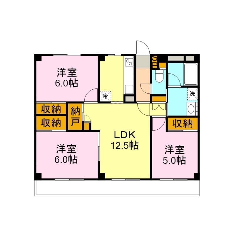 カーサ長窪B(3LDK/2階)の間取り写真