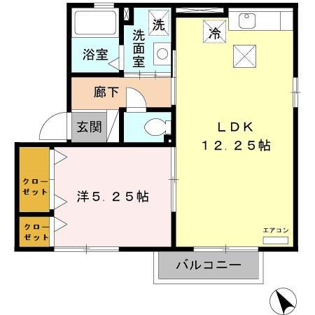 ボナール・パル(1LDK/1階)の間取り写真