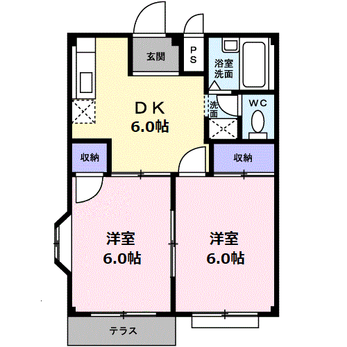 豊栄ハイム(2DK/1階)の間取り写真