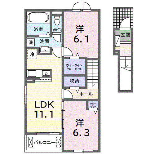 ナトリア ポート(2LDK/2階)の間取り写真