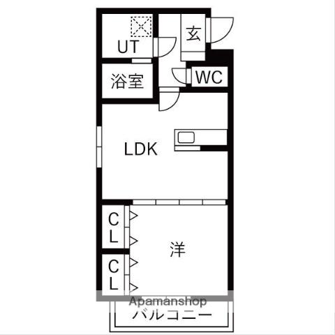 ヴィガラス7(1LDK/3階)の間取り写真