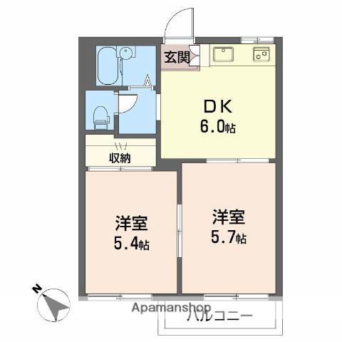 タウンハウス美里 A(2DK/2階)の間取り写真