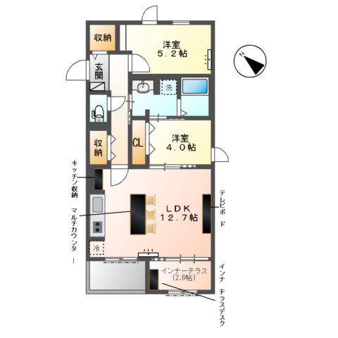 アストライア北安東(2LDK/1階)の間取り写真