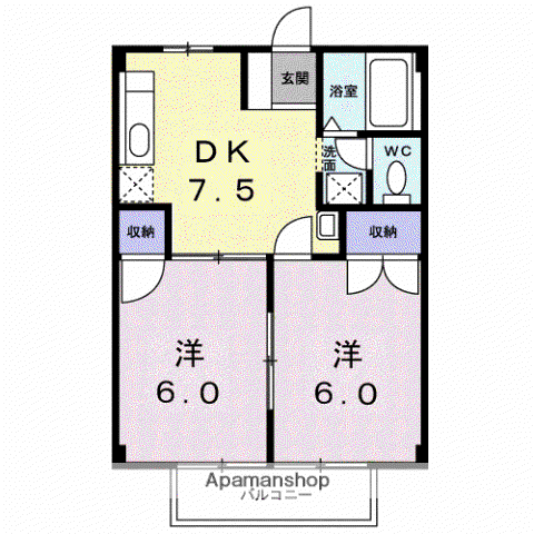 サンパレス淀川B(2DK/2階)の間取り写真