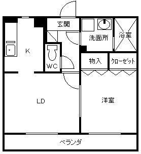 メゾンサンパティーク(1LDK/3階)の間取り写真