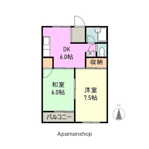 田代ハイツC棟(2DK/1階)の間取り写真