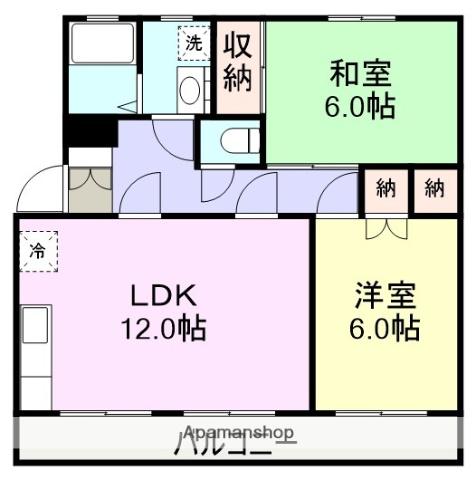 アーバンM(2LDK/3階)の間取り写真