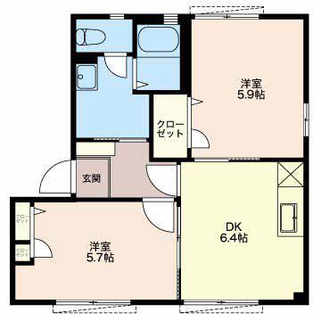 SUNMALLDAIBA(2DK/1階)の間取り写真