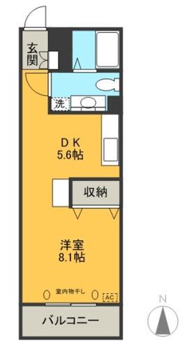 KSディヨール(1DK/1階)の間取り写真