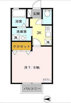 グランシャリオY(1K/2階)の間取り写真