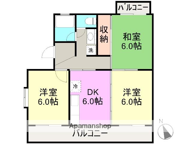 ロイヤルシティ東美(3DK/1階)の間取り写真