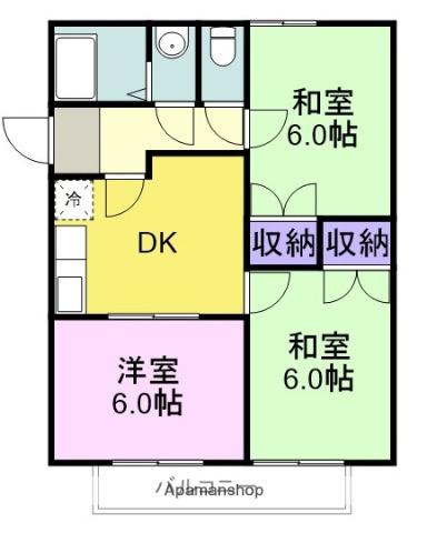ハイツ前清水(3DK/2階)の間取り写真