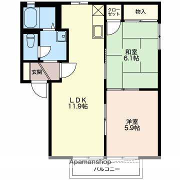 CALME(2LDK/1階)の間取り写真