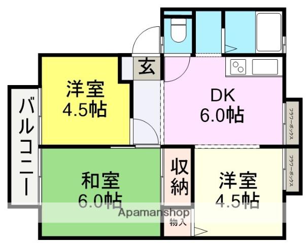 ハイツエクセル(3DK/2階)の間取り写真