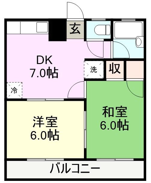 リゾートK(2DK/2階)の間取り写真