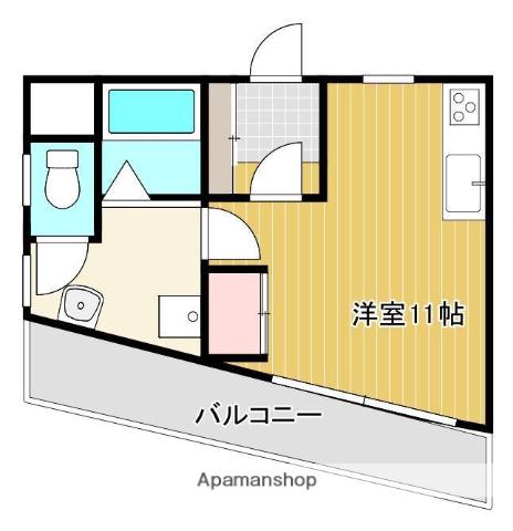 コートリバーサイド(ワンルーム/4階)の間取り写真