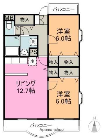 アヴァンセ(2LDK/1階)の間取り写真