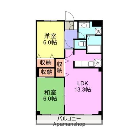グレースフルコーポ(2LDK/3階)の間取り写真