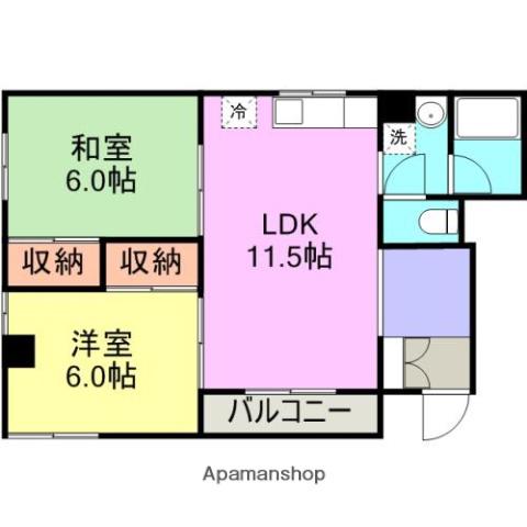 栄コーポ(2LDK/4階)の間取り写真