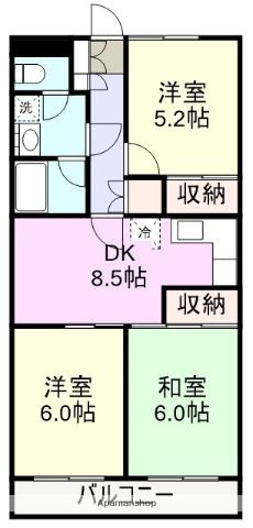 カーサカシワザキ(3DK/2階)の間取り写真
