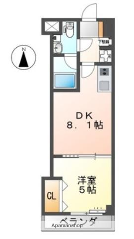 フィオーレ宇津木(1DK/2階)の間取り写真