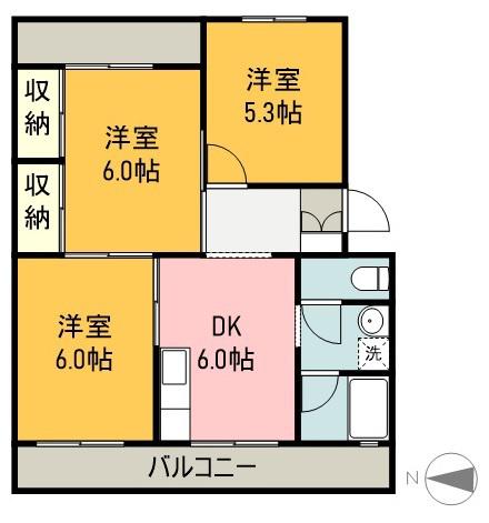 サンハイツ静山荘(3DK/1階)の間取り写真