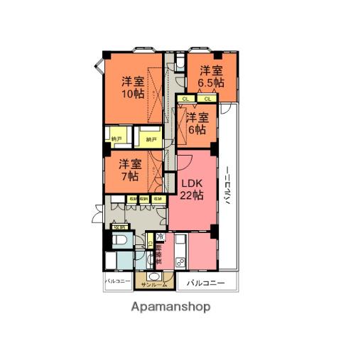 ロイヤルガーデン(4SLDK/6階)の間取り写真