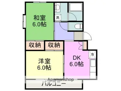 サンリーフマンション(2DK/2階)の間取り写真