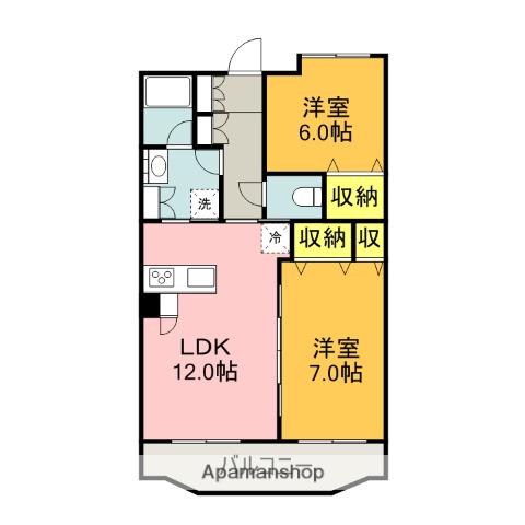 ヴィブレキュートモア(2LDK/2階)の間取り写真