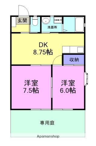 メゾンコクシネル(2DK/1階)の間取り写真