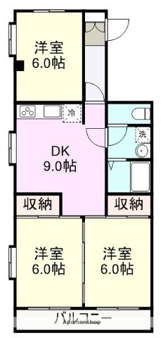 間眠ハイツ(3DK/2階)の間取り写真