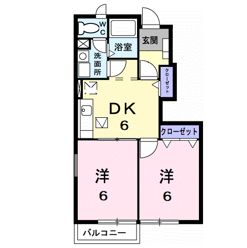 ヴァンコリーヌB(2DK/1階)の間取り写真