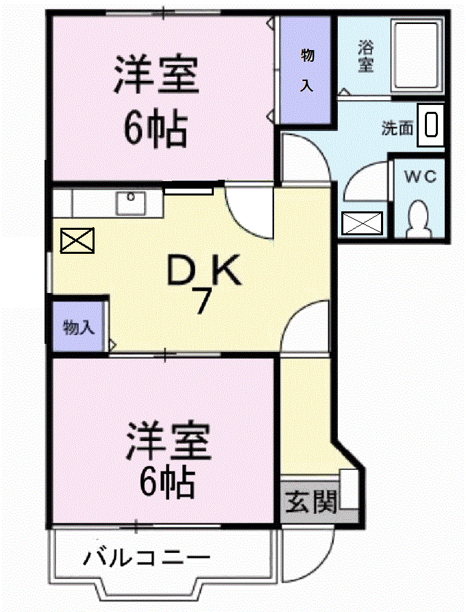 サニーパレスB(2DK/1階)の間取り写真