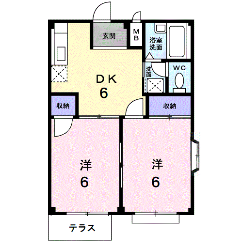 メゾン新村Ⅲ(2DK/1階)の間取り写真