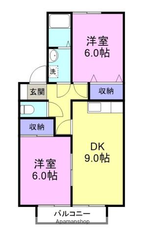 ルミエール翔(2DK/2階)の間取り写真