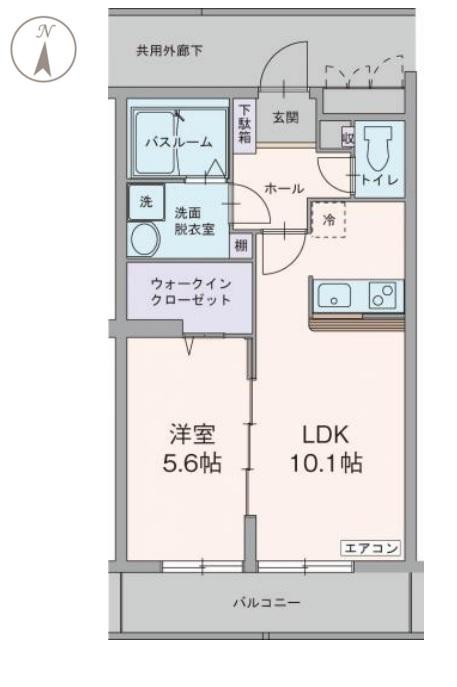 グランコアン(1LDK/2階)の間取り写真