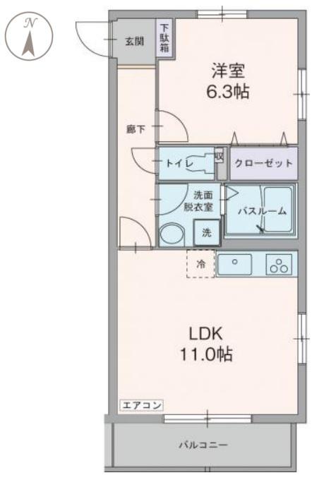 グランコアン(1LDK/1階)の間取り写真