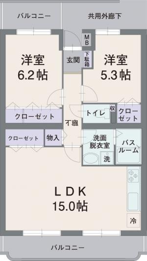ベアテスPTM(2LDK/3階)の間取り写真