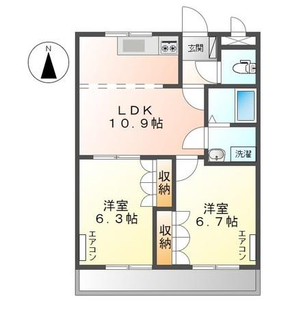 エクセレンスハイム王今(2LDK/1階)の間取り写真