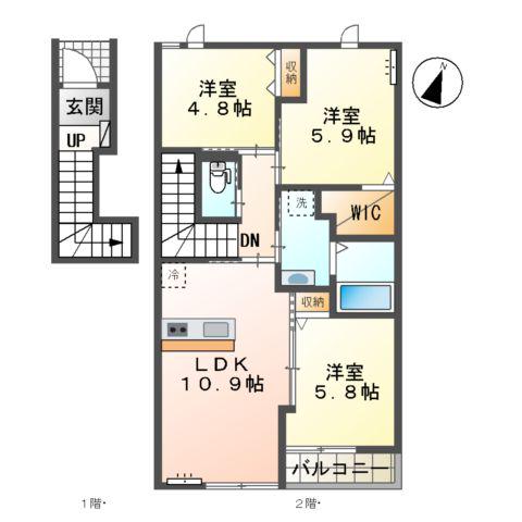ジュアリー(3LDK/2階)の間取り写真