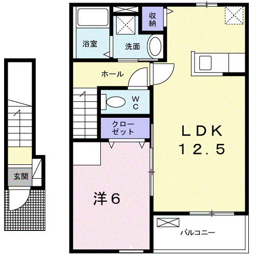 フルールK(1LDK/2階)の間取り写真