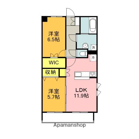 SHELL COURT(2LDK/1階)の間取り写真