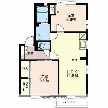 サンモール大坂C(2LDK/2階)の間取り写真