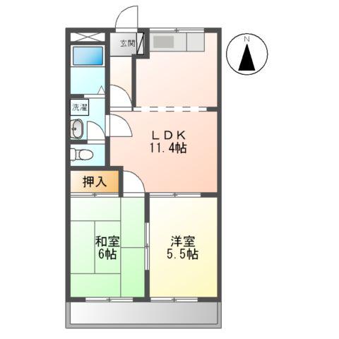グランドパレス長泉A(2LDK/1階)の間取り写真