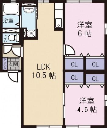 フォルジャトーレ神山(2LDK/1階)の間取り写真
