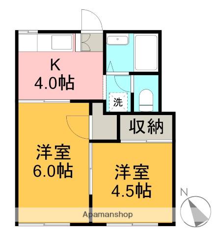 サンハイツ(2K/2階)の間取り写真