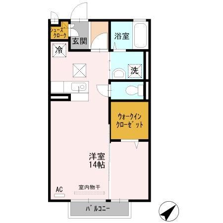 CASA南二日町(ワンルーム/1階)の間取り写真