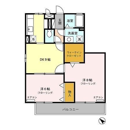 グランメール(2DK/2階)の間取り写真